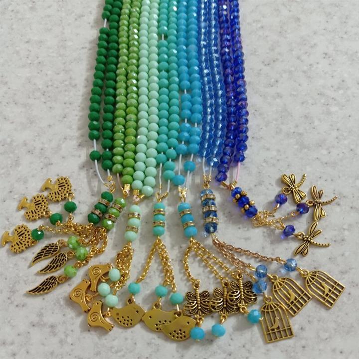 تسبیح کریستال آبی مات